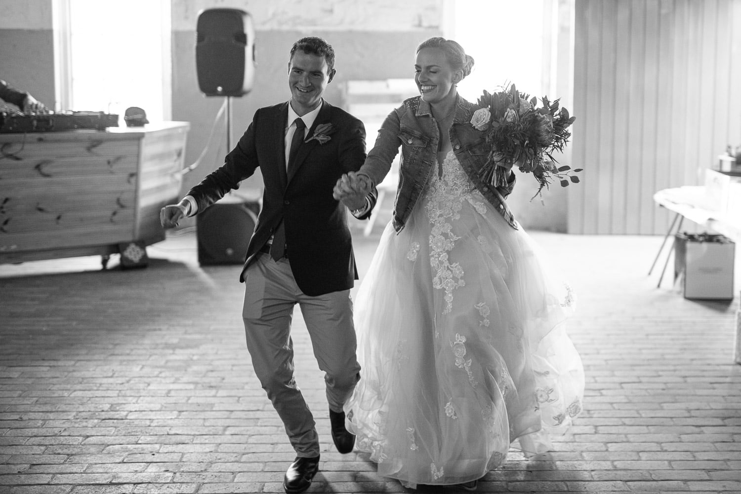 Bride and Groom enter reception at Warrnambool racecourse