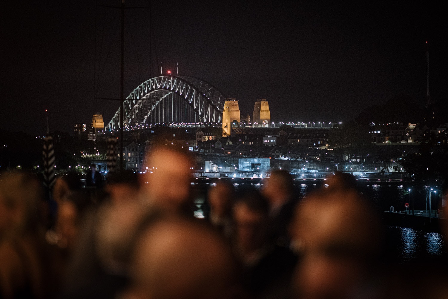 Sydney Harbour bridge at night from Doltone House