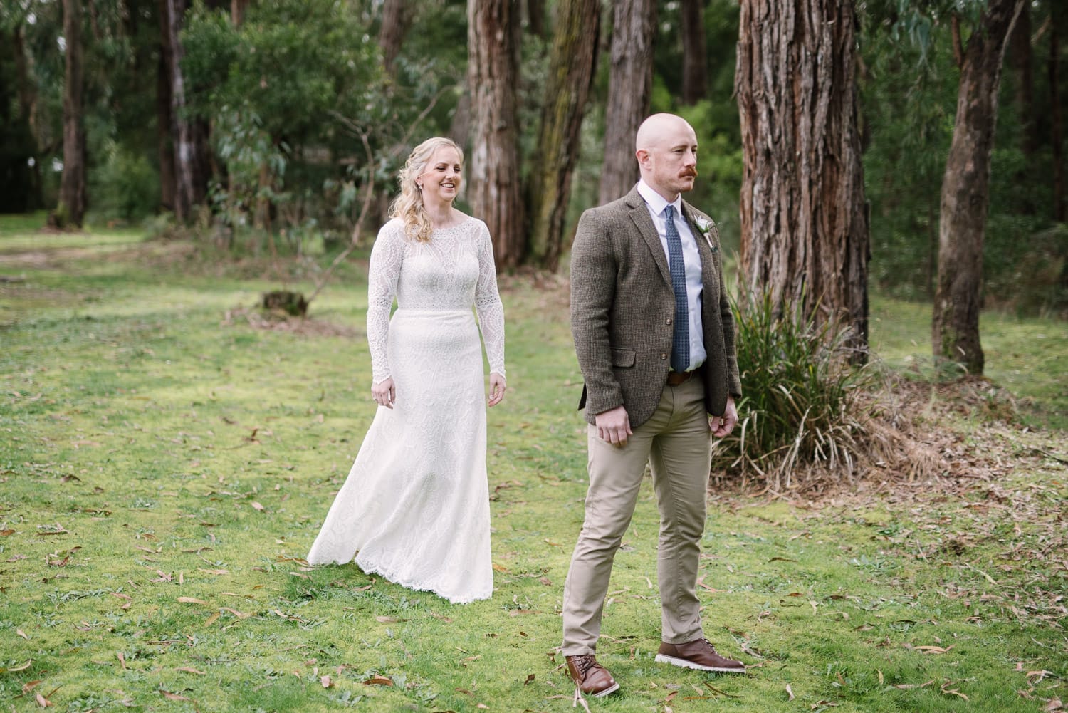 Wedding first look in the Otways