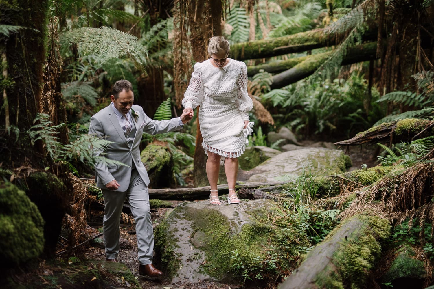 Bride and groom in the rainforest
