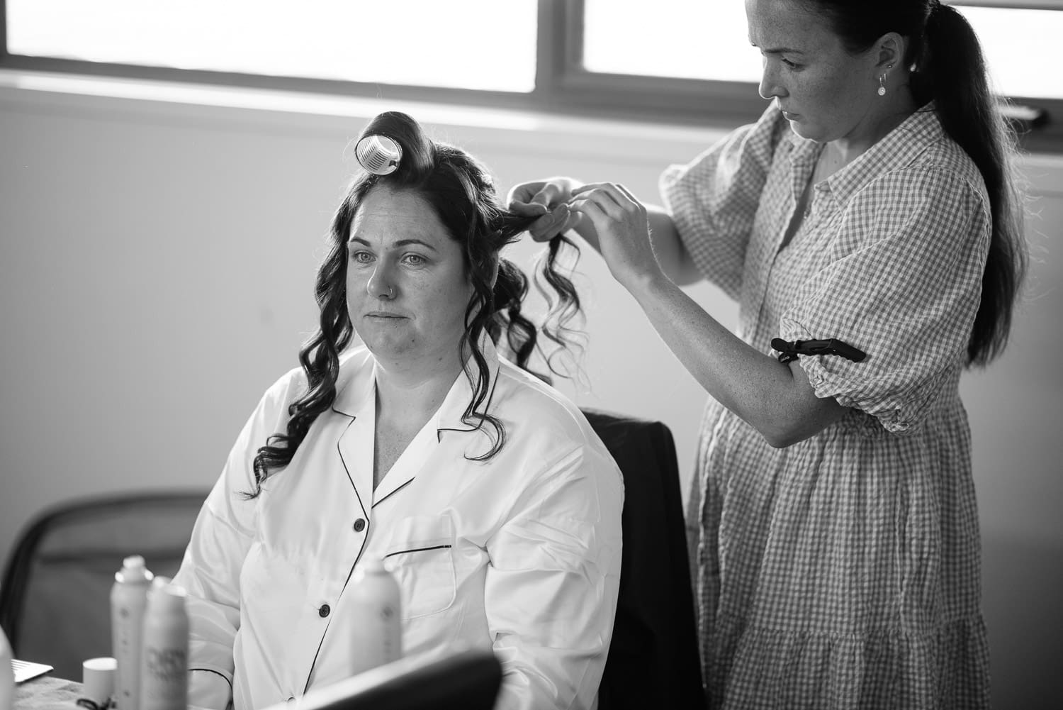 Bride having hair done in Warrnambool by Bridget