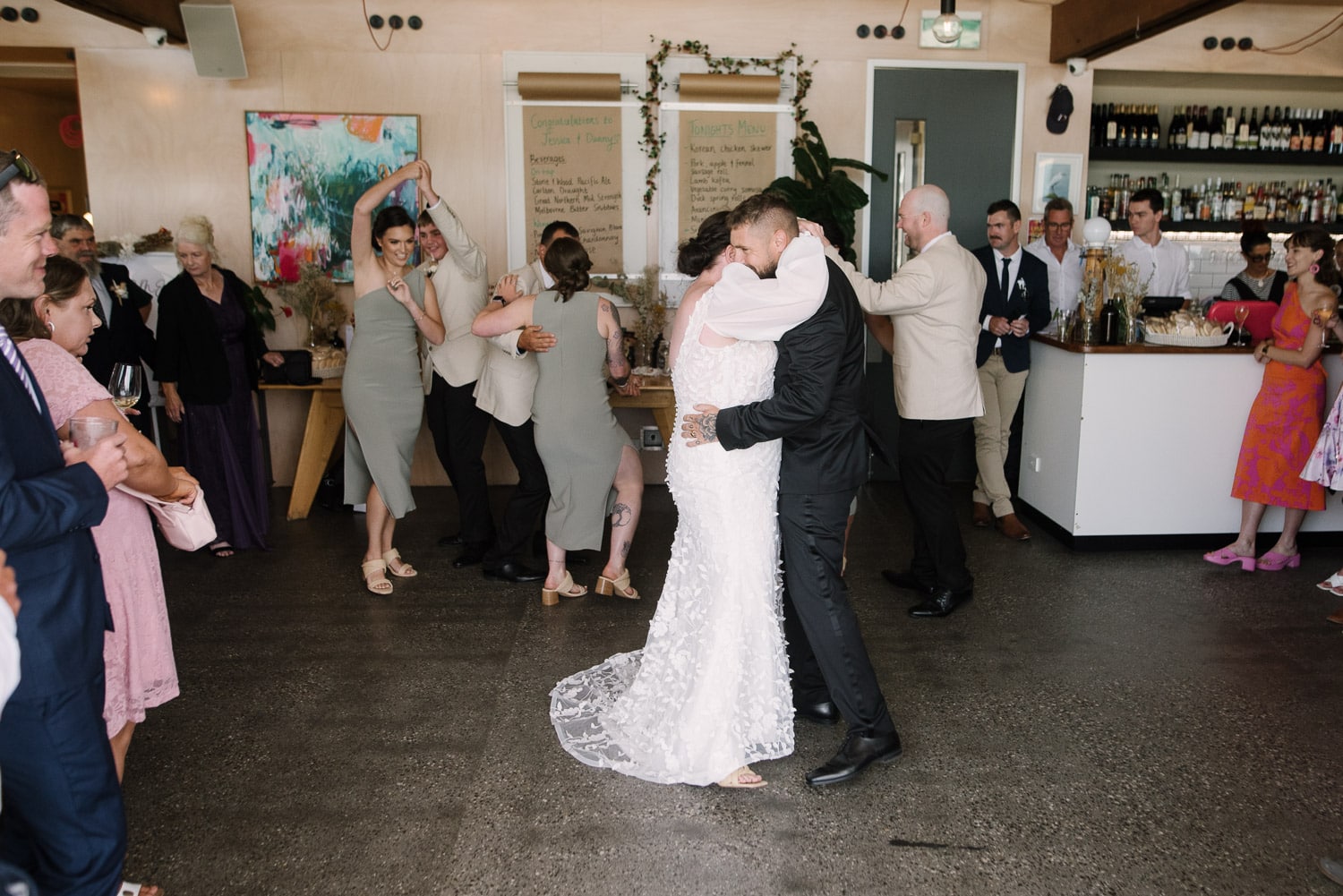 Bride and Groom dance at wedding reception at the Pavilion Warrnambool